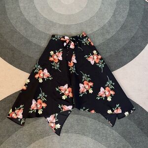 Floral Aysymetrical Midi Skirt